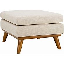 Modway Engage Mid-Century Modern Upholstered Fabric Ottoman In Beige