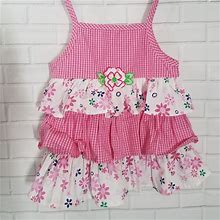 Unbranded Dresses | Pink Gingham Checkered Floral Dress And Pant Set | Color: Pink | Size: 9-12Mb