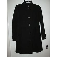 J Crew Size 2 Double Cloth Rich Black Italian Woven Wool Blend Coat