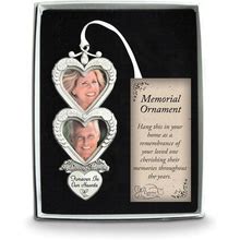 Curata Forever In Our Hearts Silver-Tone Memorial Double Heart Photo Ornament
