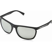 Ray-Ban Armani EA4107-50426G Sunglasses Matte Black Frame, Light Grey Mirror Silver 59 mm