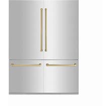 ZLINE 60-Inch Autograph Edition Built-In 32.2 Cu. Ft. 4-Door French Door Refrigerator With Internal Water And Ice Dispenser In Stainless Steel With Champagne Bronze Accents (RBIVZ-304-60-CB)