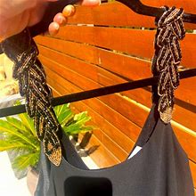 Beautiful Black Mini Dress With Beaded Straps. Size S. | Color: Black | Size: S
