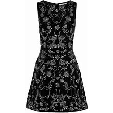 Alice + Olivia Lindsey Embroidered Velvet Dress Black Floral Size 4
