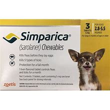 Simparica Chewable Tablets For Dogs 2.8 - 5.5 Lbs Yellow, 3 Month Supply