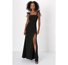 Black Tie-Strap Mermaid Maxi Dress | Womens | X-Small (Available In M, L) | 100% Polyester | Lulus