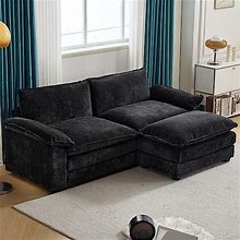 Small Sectional Sofa Couch, 85.4" Modern Sofas Couches For Living Room, Chenille Deep Seat Sofas With Ottoman, Comfy Upholstered Oversized 2 Seater S