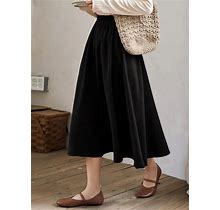 Women's Elastic Waist Flowy Skirt,L