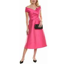 Teri Jon By Rickie Freeman Womens Off-The-Shoulder Midi Dress, 16, Pink