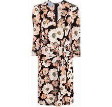 Prada Pre-Owned - 2000S Floral Wrap-Around Dress - Women - Viscose - 38 - Black