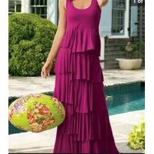 Soft Surroundings Size Xs Purple Tiered Dominique Maxi Ruffle Dress