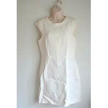 Theory Dresses | Summer Special Sales Theory White Jacquard Cap Sleeve Dress Us 10 $275 New W Tag | Color: White | Size: 10