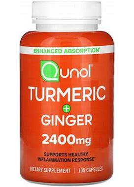 Qunol, Turmeric + Ginger, 2,400 Mg, 105 Capsules (800 Mg Per Capsule), QNL-00869