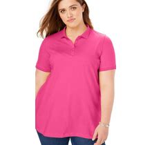 Plus Size Women's Perfect Short-Sleeve Polo Shirt By Woman Within In Raspberry Sorbet (Size 3X)