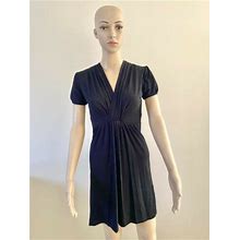 Beautiful Black Short Sleeve Textured A-Line Dress 36 Size S