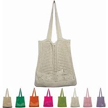 Knitted Handbags Female Large Capacity Summer Travel Bag Casual Hollow Woven Shoulder Bagsbeige