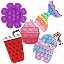 5 Pcs Fidget Sensory Pop Bubble Stress Toy Set, Fidget Push Toy For Kids, Pop Silicone Fidget Stress Toys For Autistic Children Adult Squeeze Toy Auti