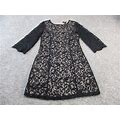 H&M Womens Dress Extra Small Xs Black Beige Lining Long Sleeve Floral