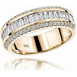 Womens Light Ring Luxury Fashion 14K Gold Three-Drain Diamond Slternate Simple
