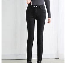Aayomet Women Jeans High Waist Women's Cotton Pull-On Pant With Elastic Waist,Black 30