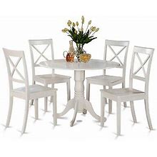 East West Furniture Piece Kitchen Table Set- A Round Dining White