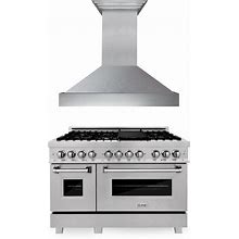 ZLINE 2-Appliance 48" Kitchen Package With Durasnow Stainless Steel Dual Fuel Range And Convertible Vent Range Hood