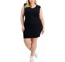 Bar Iii Trendy Plus Size Sleeveless Textured Dress, Created For Macy's - Deep Black - Size 3X