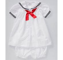 Petit Ami Baby Girls 3-24 Months Puffed Sleeve Nautical Sailor Dress, , White3 Months
