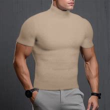 Men's T Shirt Tee Tee Top Plain Pit Strip Turtleneck Street Vacation Short Sleeves Clothing Apparel Fashion Designer Basic