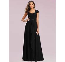 Ever-Pretty Sweetheart Floral Lace Cap Sleeve Wedding Guest Dress Evening Dress In Black Size 10