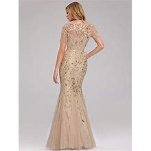 Ever-Pretty Womens Floral Lace Evening Cocktail Prom Wedding Party Maxi Dress Gold Us12