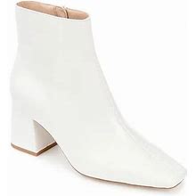 Journee Collection Womens Haylinn Block Heel Booties | White | Regular 11 | Boots Booties | Comfort