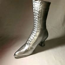 Vintage Lace Boot Figure Accents | Vintage 1973 Ceramic Victorian Lace Up Fancy Boot | Color: Silver | Size: Os