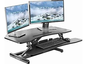 VIVO Corner Height Adjustable 37 Inch Standing Desk Converter, Quick Sit To Stand Tabletop Dual Monitor Riser Workstation, DESK-V037MC