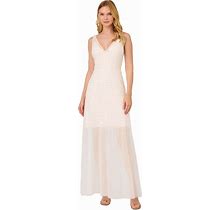 Adrianna Papell Women's Embellished Illusion V-Neck Gown - Ivory