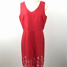 Loft Dresses | Ann Taylor Loft Shift Cotton Dress Sz. 8 | Color: Orange/Red | Size: 8