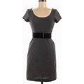 H&M Casual Dress - Sheath Square Short Sleeve: Gray Solid Dresses - Women's Size 6