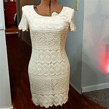 Ann Taylor Dresses | Vintage Ann Taylor Petite Ivory Lace Dress | Color: Cream/Tan | Size: 4P