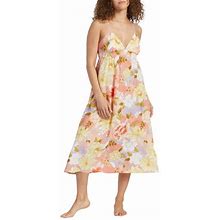 Billabong Sunset Kisses Floral Midi Sundress In Sweet Peach At Nordstrom, Size Large