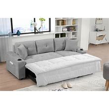 3-Seater L-Shape Sleeper Sofa Bed Convertible Sectional Couch - Light Grey