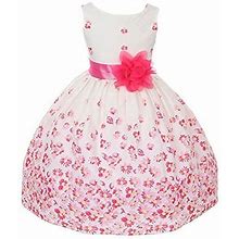 100% Cotton Floral Spring Easter Flower Girl Dress In Fuchsia Daisy - 2