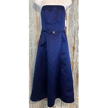 Michaelangelo Formal Dress Size 6 Blue Strapless Tea Length Retail