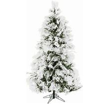 Fraser Hill Farm Snowy 10' White Pine Aritificial Christmas Tree With 1050 Smart String Lighting And Flocked Branches - Christmas Trees In Green | FFS