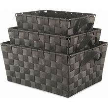 Whitmor Woven Strap Storage Baskets - Set Of 3 - Espresso Durable