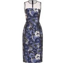 Kay Unger Women's Dottie Floral Jacquard Illusion Midi-Dress - Cornflower - Size 16