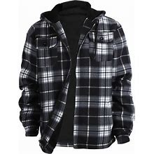 Heavy Thick Flannel Plaid Jacket Sherpa Fleece Lined Hoodies For Men Zip Up Winter Warm Coat Buffalo Zipper Sweatshirt