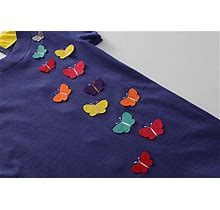 Isabelakids Girls Cotton Long Sleeve Casual Cartoon Appliques Striped Jersey Dresses 6T Butterflies