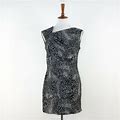 Calvin Klein Black Animal Print Ruched Dress Sz 10P