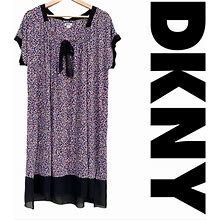 Dkny Dresses | Dkny Dress Polka Dot Shift Dress Plus Size Black Bow Colorful Gown Feminine 2X | Color: Black/White | Size: 2X