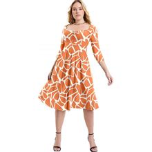 Plus Size Women's Sweetheart Swing Dress By June+Vie In Orange Ivory Geo (Size 26/28)
